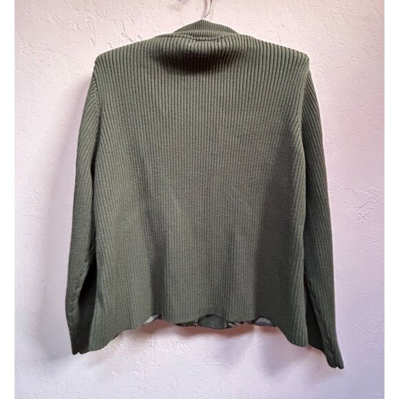 Pendleton Womens Small Merino Wool and Leather Front Sweater Jacket Green Zip Up - Picture 2 of 9